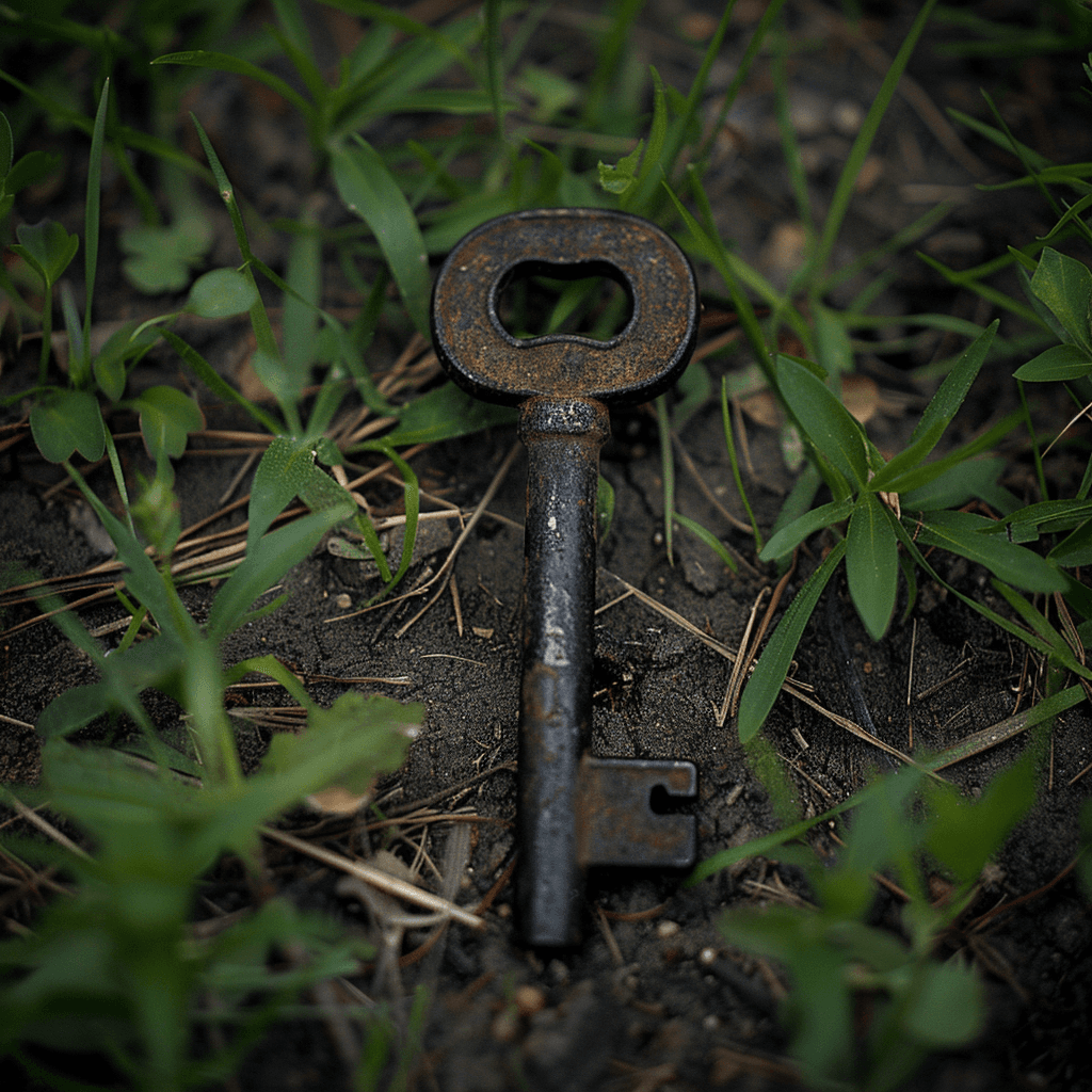 Nøkkel i gresset - Midjourney